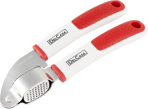 سیر له کن Delcasa Garlic Press With Plastic Handle - Super Easy To Clean - Crush Garlic & Ginger With Ease – All-In-One Mincer & Squeezer - Hand Tool For Professional Restaurant & Home Kitchen - تصویر 6