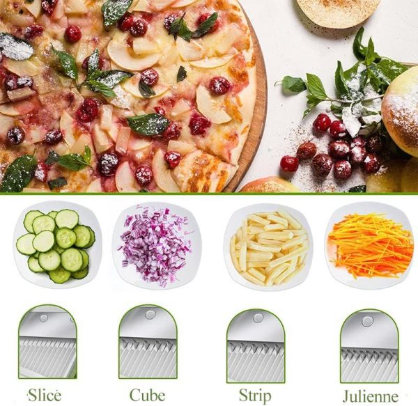 رنده Showay Ainstru Mandoline Slicer for Kitchen, Safe Vegetable Chopper Adjustable TikTok Cutter Multi purpose Food Blue, Lc-Vcutter-bl - تصویر 8