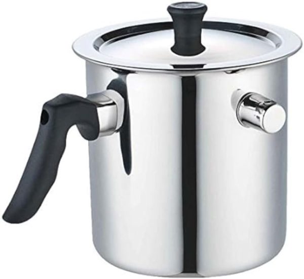 شیرجوش Stainless steel milk pot | milk pot cookware | milk pot double bottom with whistle silver milk pot with lid (2.0 Liters)