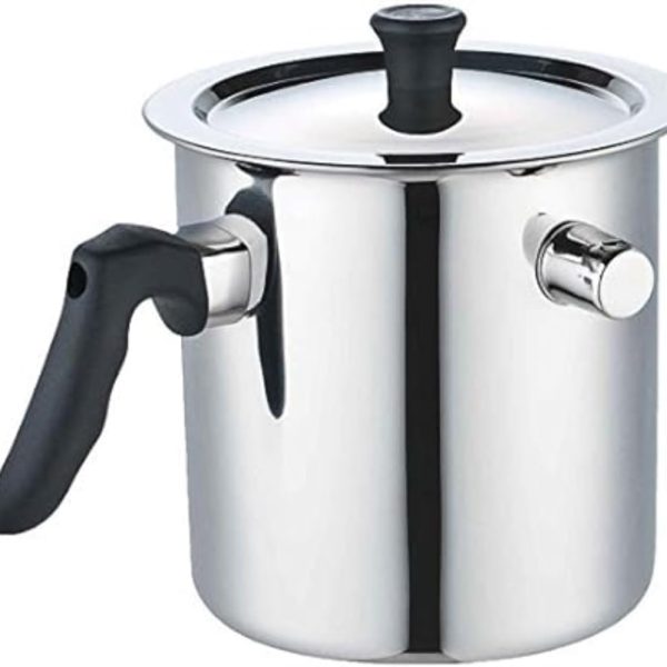 شیرجوش Stainless steel milk pot | milk pot cookware | milk pot double bottom with whistle silver milk pot with lid (2.0 Liters)