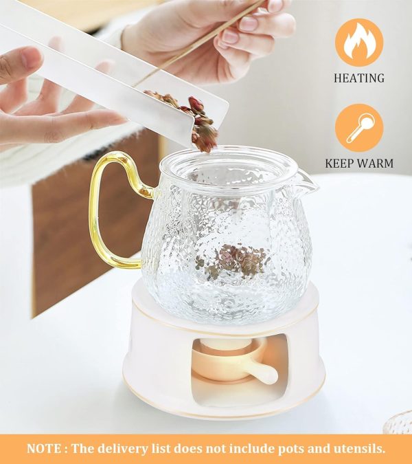 استند وارمر Excefore Teapot Warmer Ceramic Teapot Warmer with Spoon for Heating Tea, Coffee and Milk Tea Warmer for Teapot Teapot Warmer Base for Glass, Ceramic Teapots and Other Heatproof Pots Warming U - تصویر 6