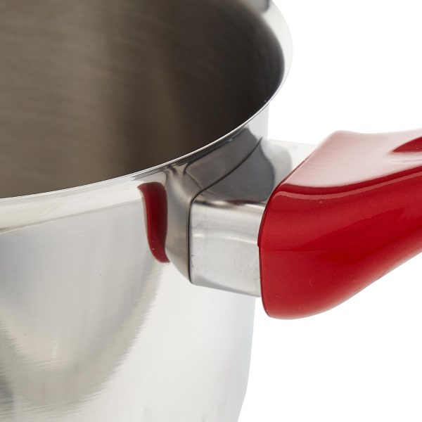 شیرجوش Hascevher Stainless Steel Milk Pot With Red Handle (16 CM / 2.0 LTR) - تصویر 6