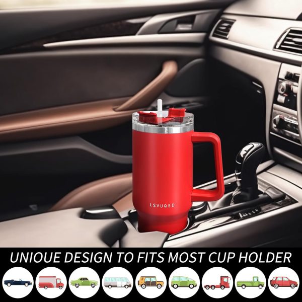 بطری آب LSVUQED 1200ML Thermos,Insulated Reusable Stainless Steel Travel Mug Keeps Drinks Insulation up to 12 Hours, Leakproof Bottle for Water, Tea or Coffee and More.（Deep red） - تصویر 7