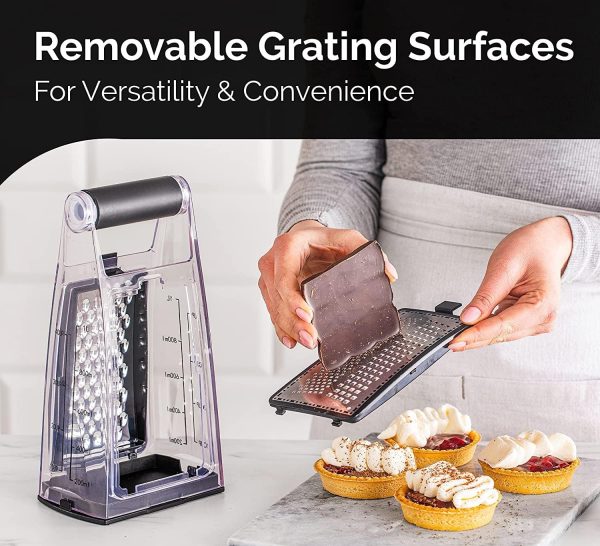 رنده Kiloko Cheese Grater with Container plus free safety glove and Vegetable Peeler - Box Grater Cheese Shredder - Cheese Grater with Handle - Graters for Kitchen Stainless Steel Food Grater (Black) - تصویر 7