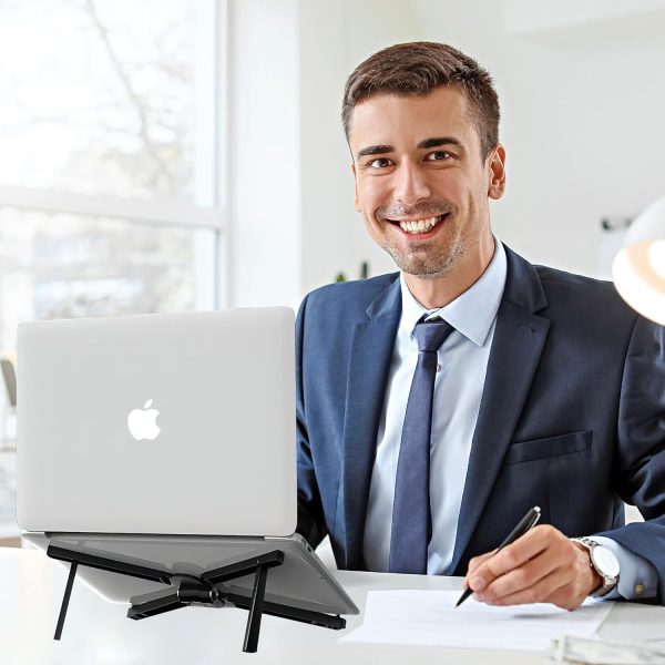 پایه لپ تاپ MERRES Mobile Holder & Tripod For Mobile, Tablet & Laptop with Suspended Cooling Base, Monitor Riser for Comfortable Viewing Angle for Work Leisure (Black) - تصویر 10