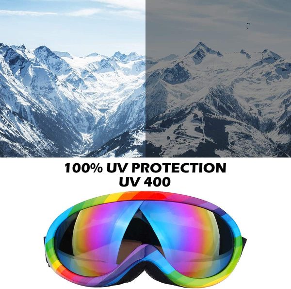 عینک اسکی 4 Pack Ski Snowboard Goggles Anti Fog Glare Adjustable Strap Snow Goggles for Men Women Kids Youth Winter Outdoor Sport Skiing - تصویر 8