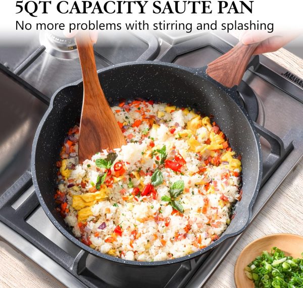 سرویس قابلمه SENSARTE Cookware Set, 8-Piece Pots and Pans with Lid, Stay-Cool Handle, Induction Compatible Healthy Granite Kitchen Cookware Set with Swiss nonstick Coating, PFOA free - تصویر 6