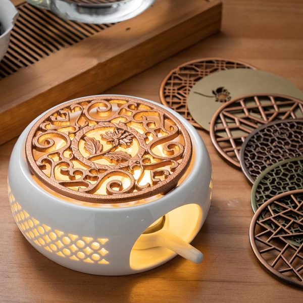 استند وارمر Ceramic Teapot Warmer, Tea Warmer for Glass Teapot, Ceramic Base Heating Tea Light Warmer, Heatproof Dish Warming Tools for Tea Kettles and Mugs, 5.8 X 2.4inch White - تصویر 9