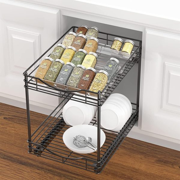 سرویس ادویه جات U-HOOME Spice Drawer Organizer Insert for Kitchen Cabinets,Expandable Spice Jar Rack Holder Tray, 4 Slanted Tiers for Garlic, Salt, Pepper Spice Jars, Seasonings (1 pack, Clear) - تصویر 10