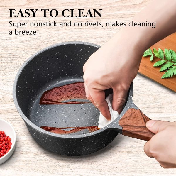 سرویس قابلمه SENSARTE Cookware Set, 8-Piece Pots and Pans with Lid, Stay-Cool Handle, Induction Compatible Healthy Granite Kitchen Cookware Set with Swiss nonstick Coating, PFOA free - تصویر 9