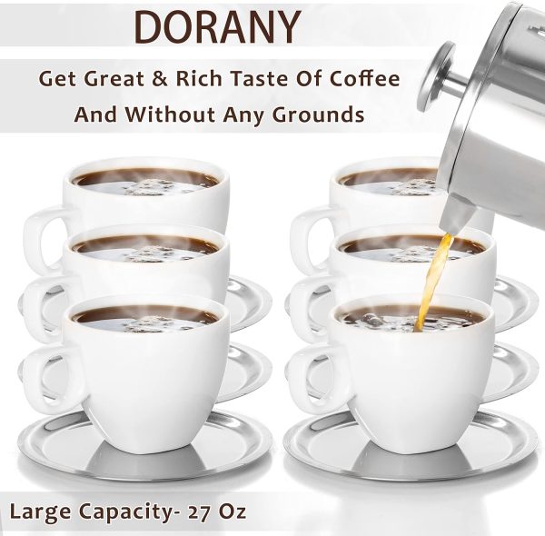 قهوه جوش Stainless Steel French Press Coffee Maker 20 oz, 3 Level Filtration System, No Coffee Grounds, Rust-Free, Dishwasher Safe - تصویر 3