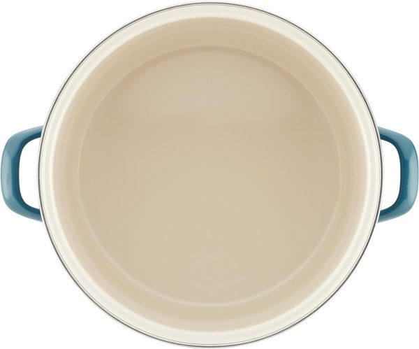 قابلمه Rachael Ray Enamel on Steel Stock Pot/Stockpot with Lid, 12 Quart, Marine Blue - تصویر 6