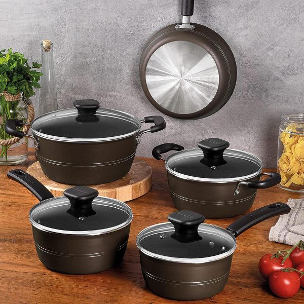 سرویس قابلمه Tramontina 9 Piece Cookware Set Sicilia|Pots and Pans Set|Non-Stick Coating 5X more resistant - تصویر 6