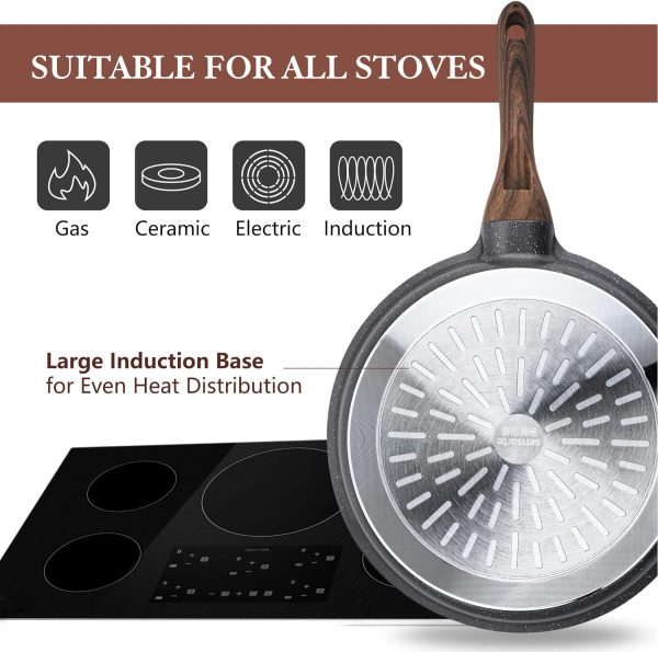 سرویس قابلمه SENSARTE Cookware Set, 8-Piece Pots and Pans with Lid, Stay-Cool Handle, Induction Compatible Healthy Granite Kitchen Cookware Set with Swiss nonstick Coating, PFOA free - تصویر 10