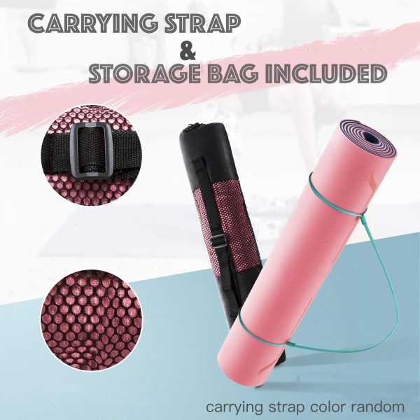 مت ورزشی HJB VISSO Yoga Mat, Non Slip Pilates Fitness Exercise Mat with Alignment Marks for Women Men, 183 x 61 x 0.6cm Thick Eco Friendly TPE, Carrying Strap & Storage Bag Included - تصویر 9