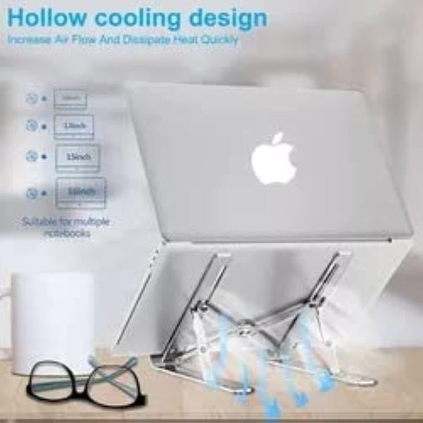پایه لپ تاپ Adjustable Laptop Stand, Portable Aluminium Laptop Riser Laptop Holder for Desk, Foldable Ventilated Cooling Computer Support Stand for Apple MacBook Pro/Air, HP, Sony, Dell, Notebook Stand and more - تصویر 11