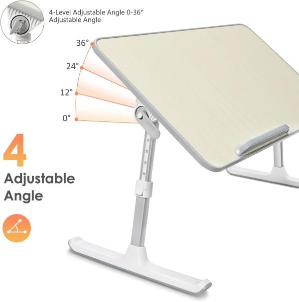 میز لپ تاپ IBAMA Folding Lapdesk Laptop Stand Table Large Size 5 Heights and 4 Tilt Angles Adjustable Desk on Bed, Sofa and Couch - تصویر 11