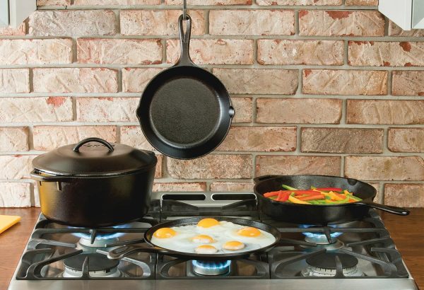 سرویس قابلمه Lodge Seasoned Cast Iron Piece Bundle 5 Piece Black L5HS3 - تصویر 6