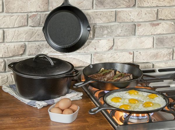سرویس قابلمه Lodge Seasoned Cast Iron Piece Bundle 5 Piece Black L5HS3 - تصویر 9