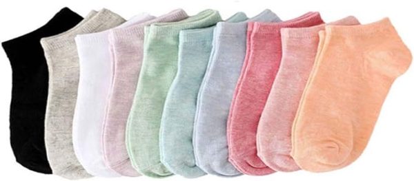 جوراب KASTWAVE 10 Pairs Of Solid Color Socks, Environmentally Friendly Casual Low Ankle Socks For Men And Women - 38