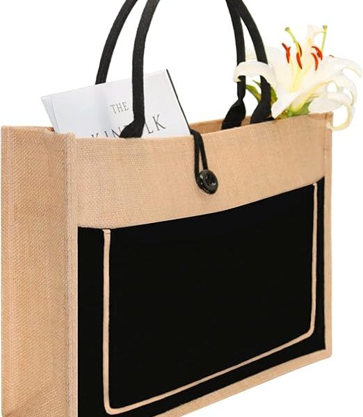 کیف Woven Tote Bag For Women Large Beach Bag Handmade Jute Straw Bag Shoulder Tassel Bag
