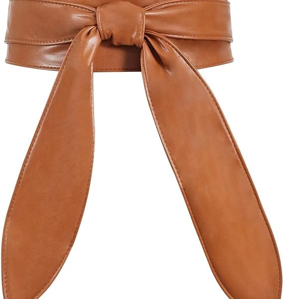 کمربند Women's Fashion Belt, Women's Wide Girdle Soft and Versatile Elegant Bow Ribbon Extra Long Belt, Black Belt Women's Chic Faux Leather Waist Belt for Jeans, for Dress Solid Color Belts