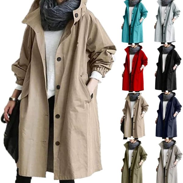 بارونی XNIUIU Water Resistant Oversized Hooded Windbreaker Rain Jacket for Women, Windbreaker Jacket Women Waterproof Plus Size