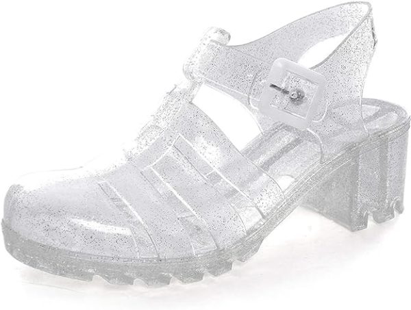 کفش Women Crystal Jelly Sandals Summer Women Rain Boots Retro Slingback Strappy Heels/Flat Sandals For Women