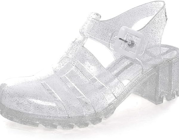 کفش Women Crystal Jelly Sandals Summer Women Rain Boots Retro Slingback Strappy Heels/Flat Sandals For Women