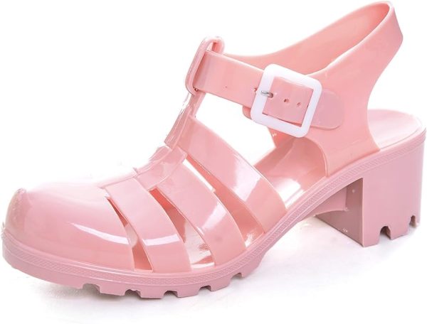 کفش Women Crystal Jelly Sandals Summer Women Rain Boots Retro Slingback Strappy Heels/Flat Sandals For Women
