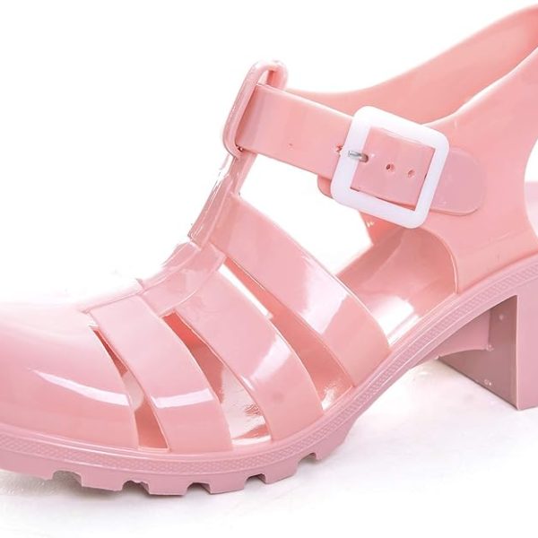 کفش Women Crystal Jelly Sandals Summer Women Rain Boots Retro Slingback Strappy Heels/Flat Sandals For Women