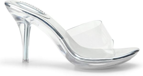 کفش NBUUNBU Silver Clear Heels For Women Dress Shoes Transparent Strap Sexy Stilletos Heels Open Toe High Silver Heeled Sandals Pump Mules