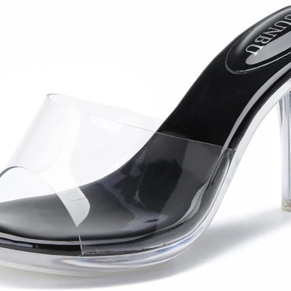 کفش NBUUNBU Silver Clear Heels For Women Dress Shoes Transparent Strap Sexy Stilletos Heels Open Toe High Silver Heeled Sandals Pump Mules