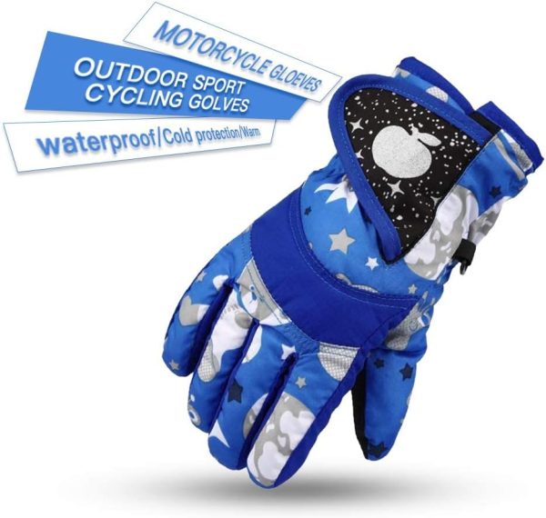 دستکش Kids Snow Gloves, Waterproof Winter Gloves with Adjustable Buckle for Girls Boys Outdoor Gloves Winter Gift for Kids (blue) - تصویر 2