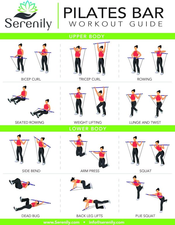 کش ورزشی Serenily Pilates Bar Kit with Resistance Bands - Exercise Fitness Pilates Equipment for Women & Men Multifunctional Pilates Bar, Portable Resistance Band Bar for Full Body Shaping Home Gym Workout bar - تصویر 10