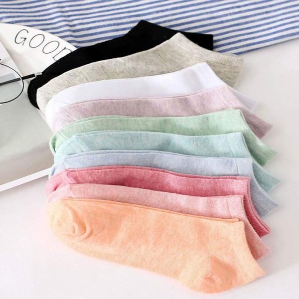 جوراب KASTWAVE 10 Pairs Of Solid Color Socks, Environmentally Friendly Casual Low Ankle Socks For Men And Women - 38 - تصویر 4