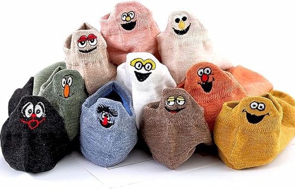 جوراب YHRY Womens Cute Socks, 10 Pairs Cotton Kawaii Embroidered Funny Low Cut Socks, Ankle Socks for Women, Girls - تصویر 4