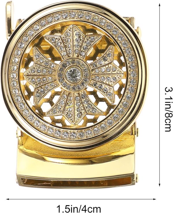کمربند MNYOM Rhinestone Belt Men Automatic Belt Buckle Men Diamond Belt Buckle Plaque Belt Buckle Clothing Accessory (Golden) Mens Cowboy Belt - تصویر 2