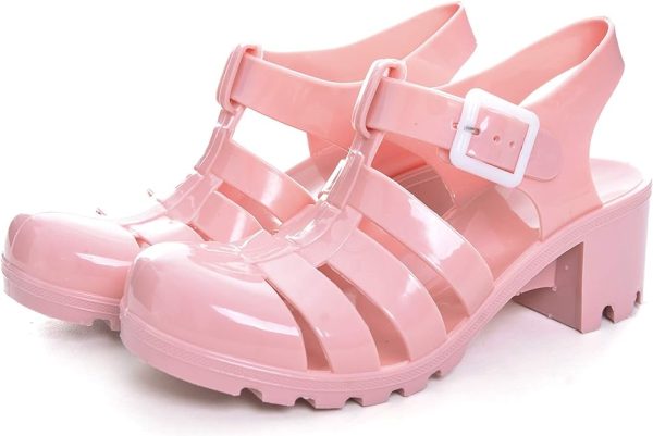کفش Women Crystal Jelly Sandals Summer Women Rain Boots Retro Slingback Strappy Heels/Flat Sandals For Women - تصویر 2