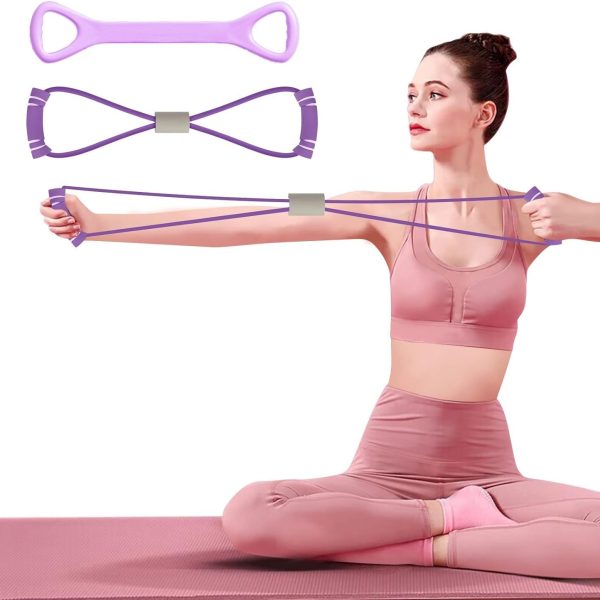کش ورزشی UOEPOWA 2 Pack Figure 8 Fitness Resistance Band, Arm|Back Training Elastic Ropes Workout Chest Arm and Shoulder Stretch Bands Exercise Equipment for Physical Therapy, Pilates, Stretching