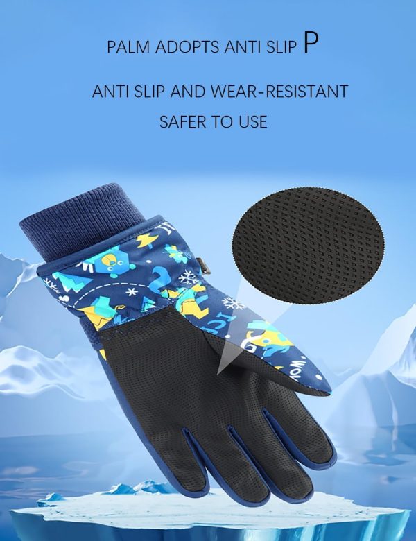 دستکش Winter Gloves for Boys, Kids Waterproof Snow Ski Mittens Kawaii Birthday Christmas Gift for Girls Windproof Warm Hand Glove for Snowboard - تصویر 3