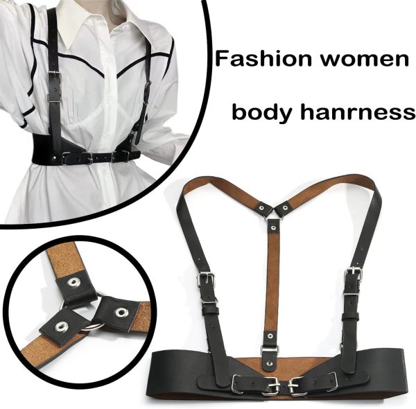 کمربند TERRIFI Punk Women Waist Belts PU Leather Fashion Body Chain Belt Rave Accessories Belt Adjustable Goth - تصویر 5