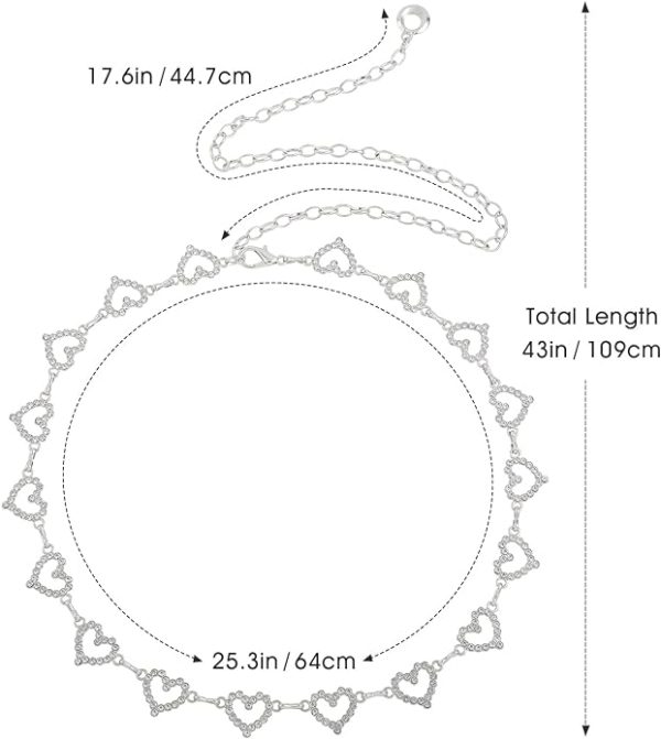 کمربند AWAYTR Waist Chains Belts for Women - Rhinestone Gold Silver Chain Belts for Dresses - تصویر 3