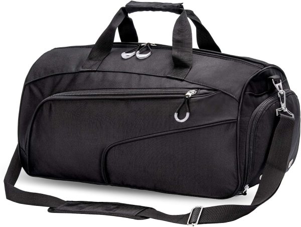 کیف ورزشی Kuston Sports Gym Bag with Shoes Compartment &Wet Pocket Gym Duffel Bag Overnight Bag for Men and Women - Black