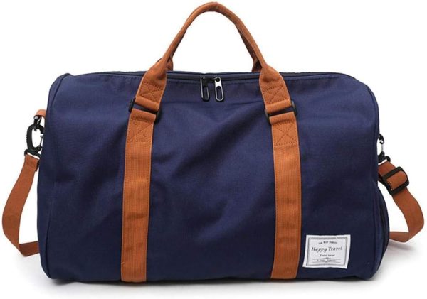 کیف ورزشی Hamkaw Large Capacity Multi Pocket Sports Duffel Bag with Shoes Compartment for Women and Men (Blue)