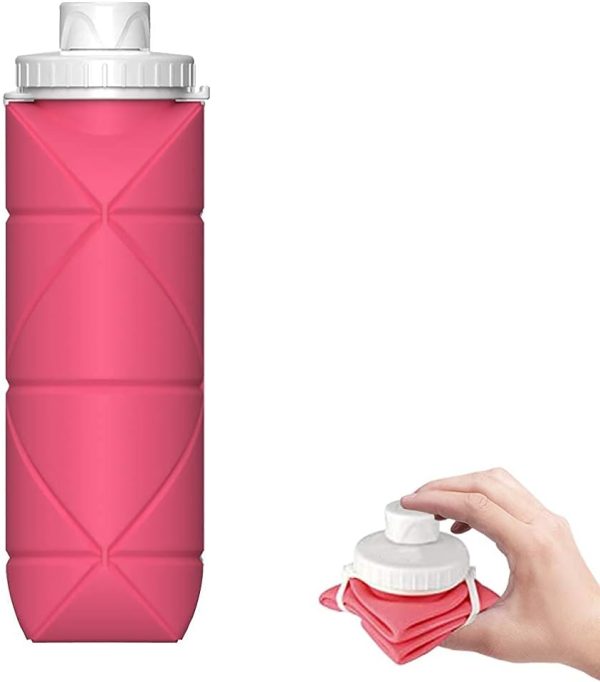 قمقمه ShebSheb Foldable Water Bottles Kids, Leakproof Valve Reusable Bpa Free Collapsible Silicone Travel Water Bottle for Gym Camping Hiking Travel Sports On-the-go
