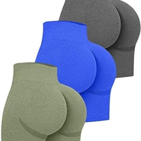 شلوارک زنانه ورزشی SEOCSING 3 Pack Women's Yoga Shorts High Waist Butt Lifting Seamless Workout Shorts Tummy Control Ruched Smile Leggings Pants