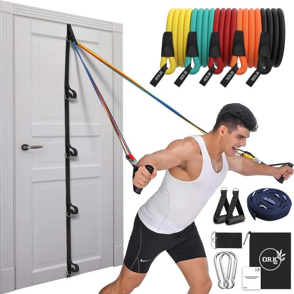 کش ورزشی Resistance Bands - Door Anchor Strap Upgraded 200lbs Anti Snap Tube Workout Bands For Working Out Men And Women 14pcs Exercise Bands With Door Anchor Ankle Straps Training Manual And String Bag
