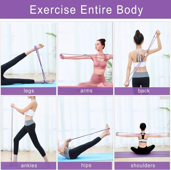 کش ورزشی UOEPOWA 2 Pack Figure 8 Fitness Resistance Band, Arm|Back Training Elastic Ropes Workout Chest Arm and Shoulder Stretch Bands Exercise Equipment for Physical Therapy, Pilates, Stretching - تصویر 4