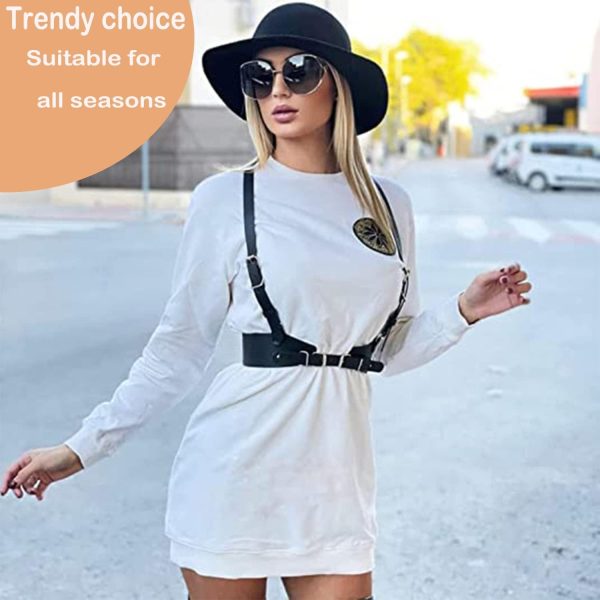 کمربند TERRIFI Punk Women Waist Belts PU Leather Fashion Body Chain Belt Rave Accessories Belt Adjustable Goth - تصویر 6